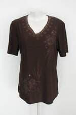 Blusa cally feminina marrom com Aplique e Silk