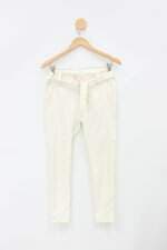 Calça slim feminina bege com Faixa na Cintura