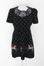 Vestido antix feminino estampado com Renda