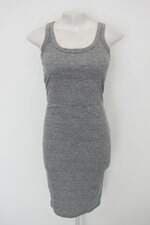 Vestido midi canelado feminino cinza com Fenda