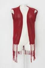 Cardigan feminino vermelho com Franja