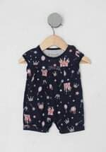 Macaquinho Infantil brandili estampado com laço