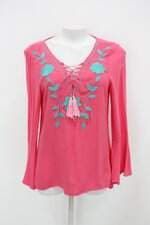 Blusa poema hit feminina rosa com Bordado e Tassel