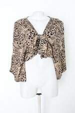 Cropped open up feminino estampado com Faixa na Cintura