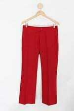 Calça de tecido feminina vermelho com Nervura