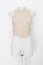 Blusa cropped helena troiano feminina off-white com fios metalizados