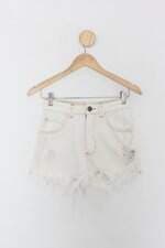 Shorts lady rock feminino branco com puído