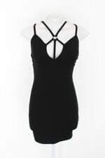 Vestido renner feminino preto com Tiras e Ilhós