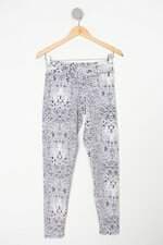 Calça de tecido feminina branca estampada