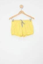 Shorts feminino amarelo listrado  com Cós com elástico