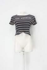 Blusa cropped renner feminina listrada com Silk