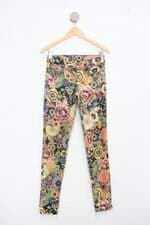 Calça de sarja feminina estampada