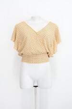 Blusa renner feminina amarela estampada com Faixa na Cintura