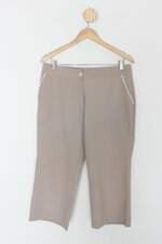 Calça de tecido bell bottom feminina bege com Viés