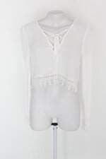 Blusa cropped forever 21 feminina branca com Renda