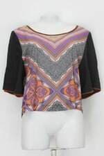 Blusa florinda feminina preta estampada