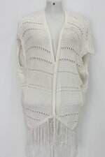 Cardigan renner feminino bege com Franja
