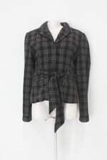 Casaco feminino xadrez com Forro e Faixa na Cintura
