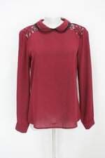 Camiseta calli feminina vermelho vinho com Renda