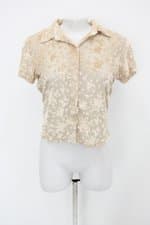 Camisa feminina bege com Transparência