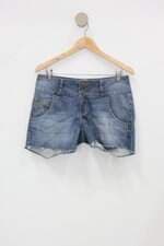 Shorts jeans lado avesso feminino azul