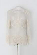 Blusa checklist feminina off-white com Tule e Bordado