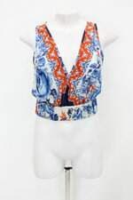 Regata cropped feminina branca estampada