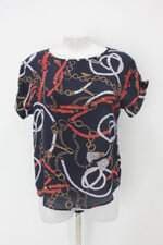 Blusa bella vitta feminina azul estampada com Barra Mullet e Transparência