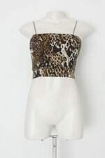 Blusa cropped feminina estampa animal print com Bojo