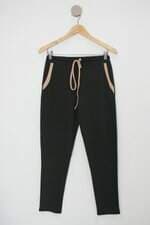 Calça de tecido feminina verde com Viés