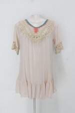 Blusa vanessa's moda feminina bege com Bordado