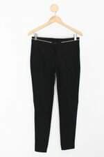 Calça de tecido liritty feminina preta com Aplique
