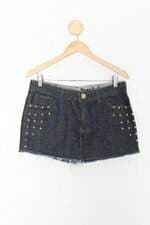 Saia jeans my jeans dardak feminina azul com Spikes