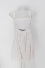 Vestido feminino bege com Recortes e Forro