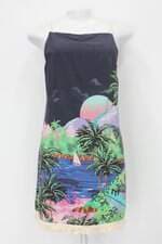 Vestido joy feminino estampado com Forro e Franja