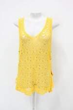 Regata de tricot  feminina amarela com Ilhós e Tiras