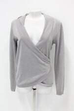 Blusa gregory feminina cinza com Faixa na Cintura com fios metalizados 