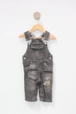 Macacão  jeans Infantil preto com bordado 