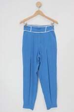 Calça de tecido duplo sentido feminina azul 