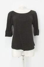 Blusa das avessas feminina preta listrada 