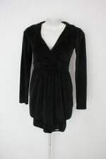 Vestido manga longa feminino preto com Pregas