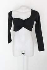 Blusa cropped feminina preta com Bojo e Franzido