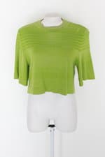 Blusa cropped de tricot amiya feminina verde