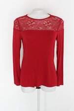 Blusa H&M feminina vermelha com Renda