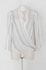 Blusa mob feminina branca listrada manga longa 