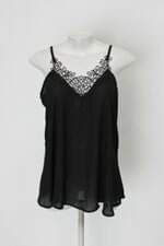 Blusa miss valentina feminina preta com Transparência e Renda
