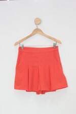 Shorts valentina modas feminino coral com Pregas e Sobreposição