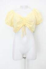 Cropped youcom feminina amarela com Franzido