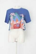 Camiseta cropped renner feminina azul estampada