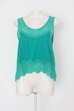 Regata sly wear feminina verde com Recortes e Renda